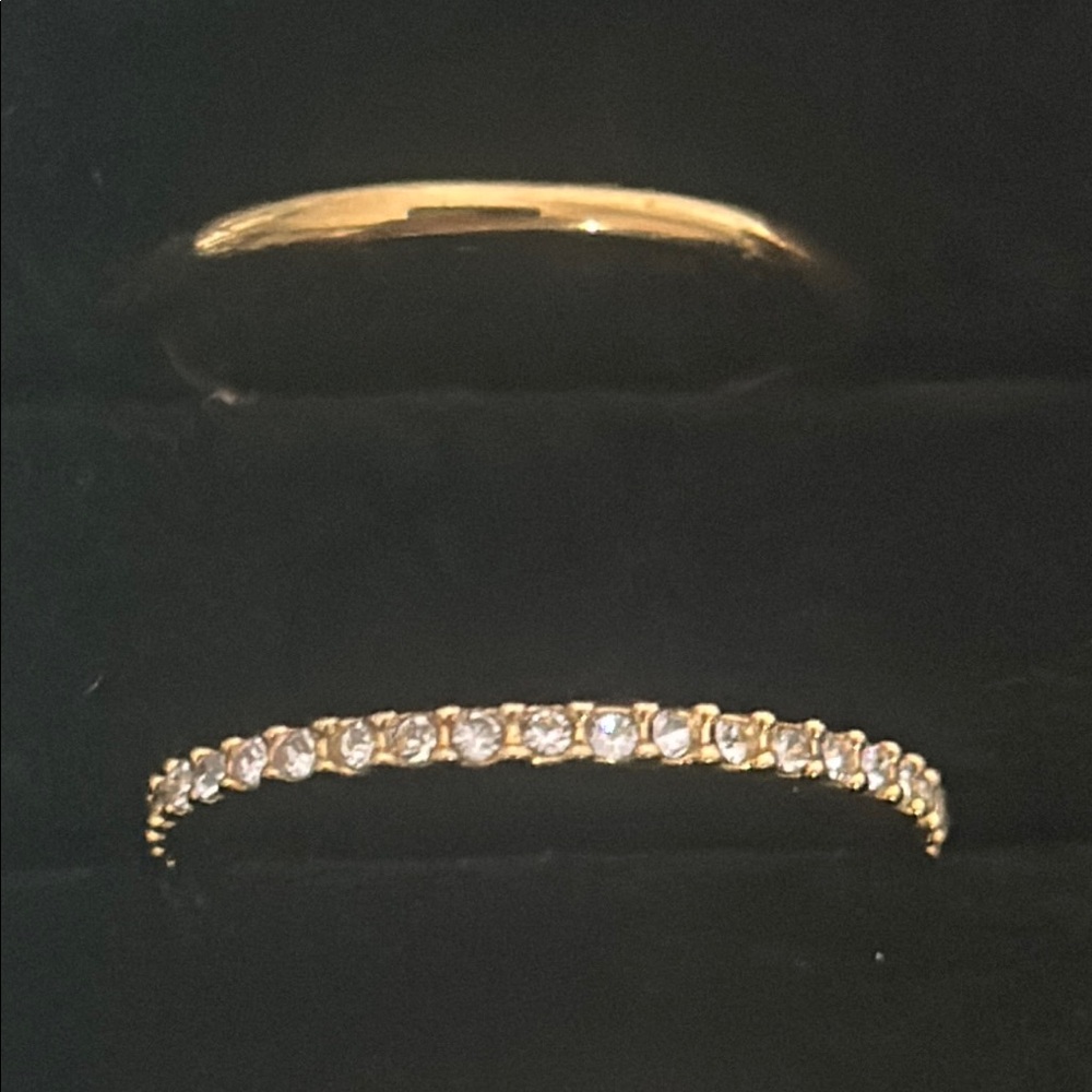 6 Piece J. Crew Gold Tone and Micro Pavé Rhinestone Women's Stacking Ring Set - Picture 5 of 7